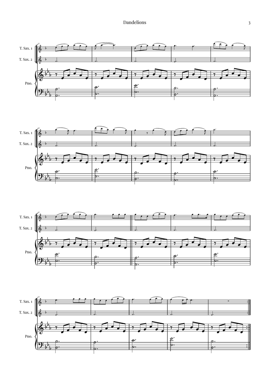 Dandelions Woodwind Duet scores gallery preview page 3