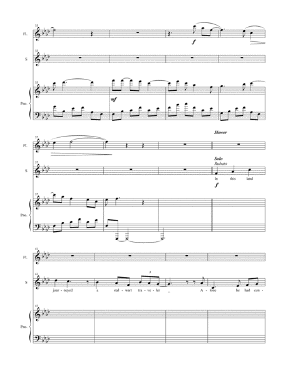 Theme for Young Love for Soprano, Flute, Piano Flute scores gallery preview page 4