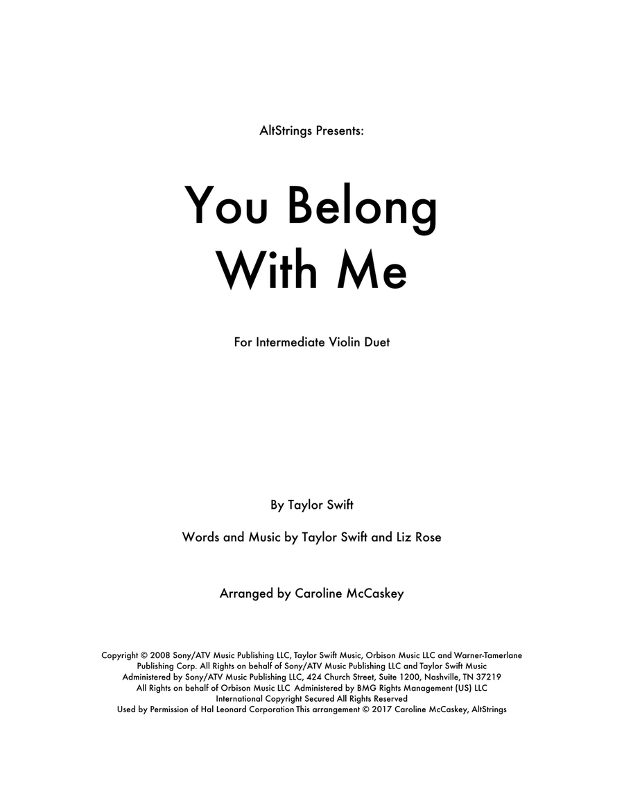 You Belong With Me String Duet scores gallery preview page 1