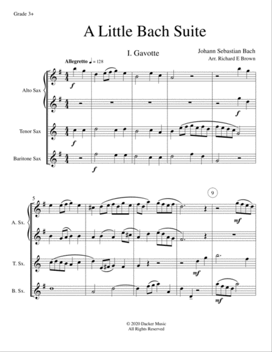 A Little Bach Suite - Saxophone Quartet Saxophone Quartet scores gallery preview page 2