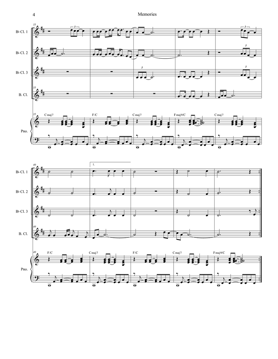 Memories Memories Woodwind Ensemble scores gallery preview page 4