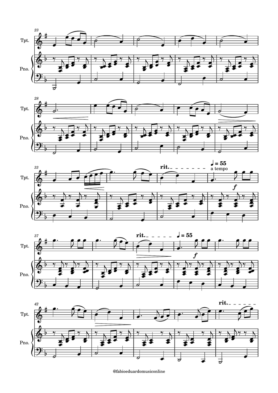 Intermezzo (Cavalleria Rusticana) - FREE Mp3 Playback + PDF Solo and Piano Parts B-Flat Trumpet scores gallery preview page 3