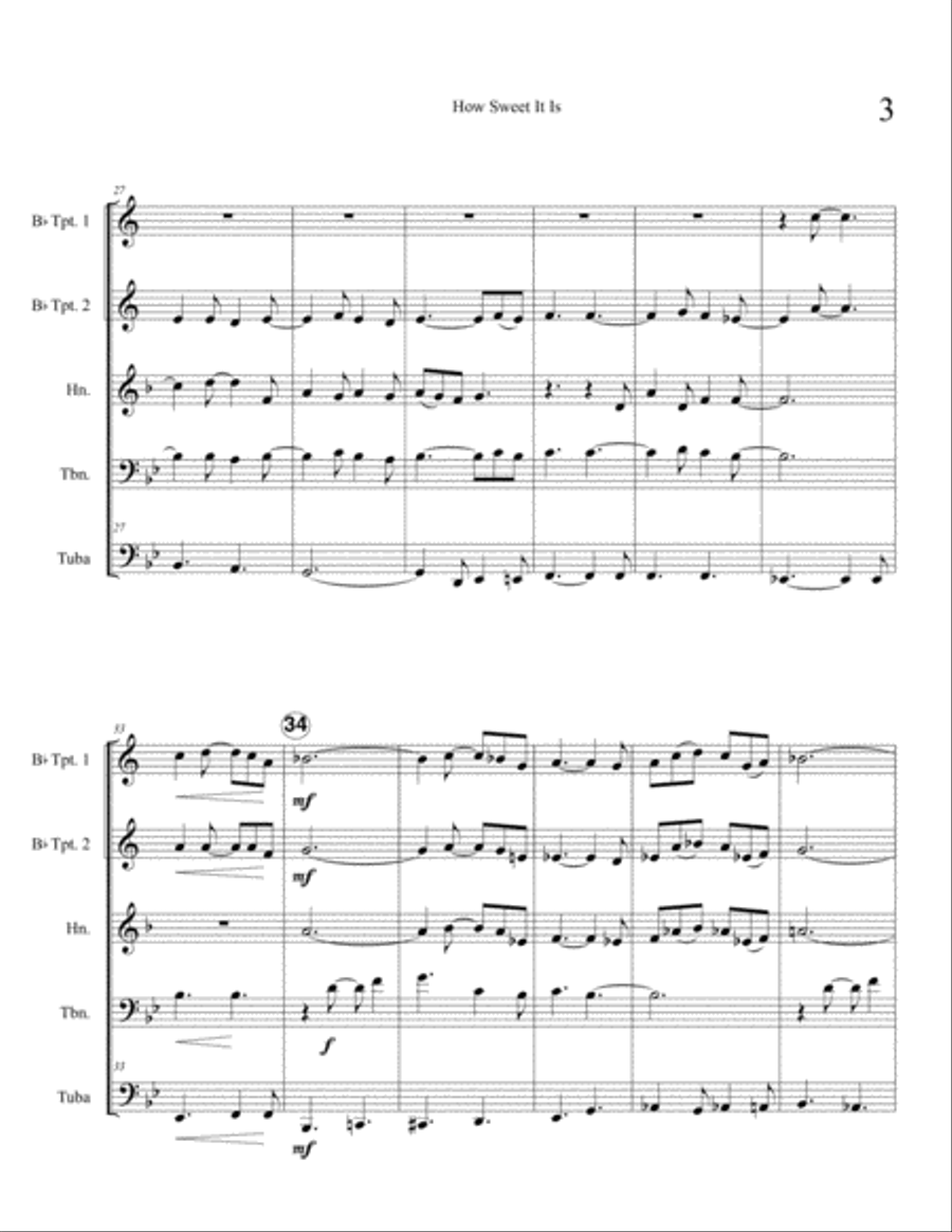 How Sweet It Is (To Be Loved By You) Brass Ensemble scores gallery preview page 5