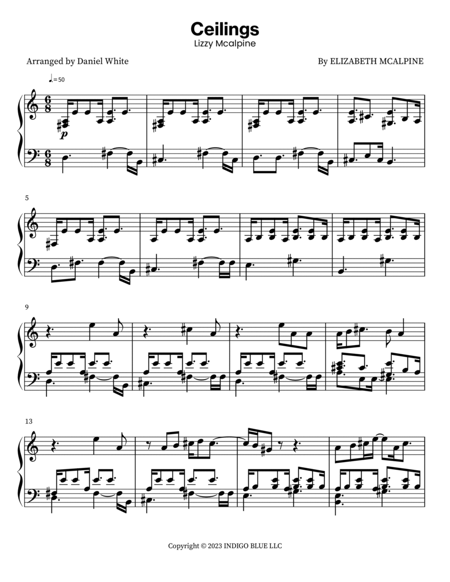 Ceilings Piano Solo scores gallery preview page 1