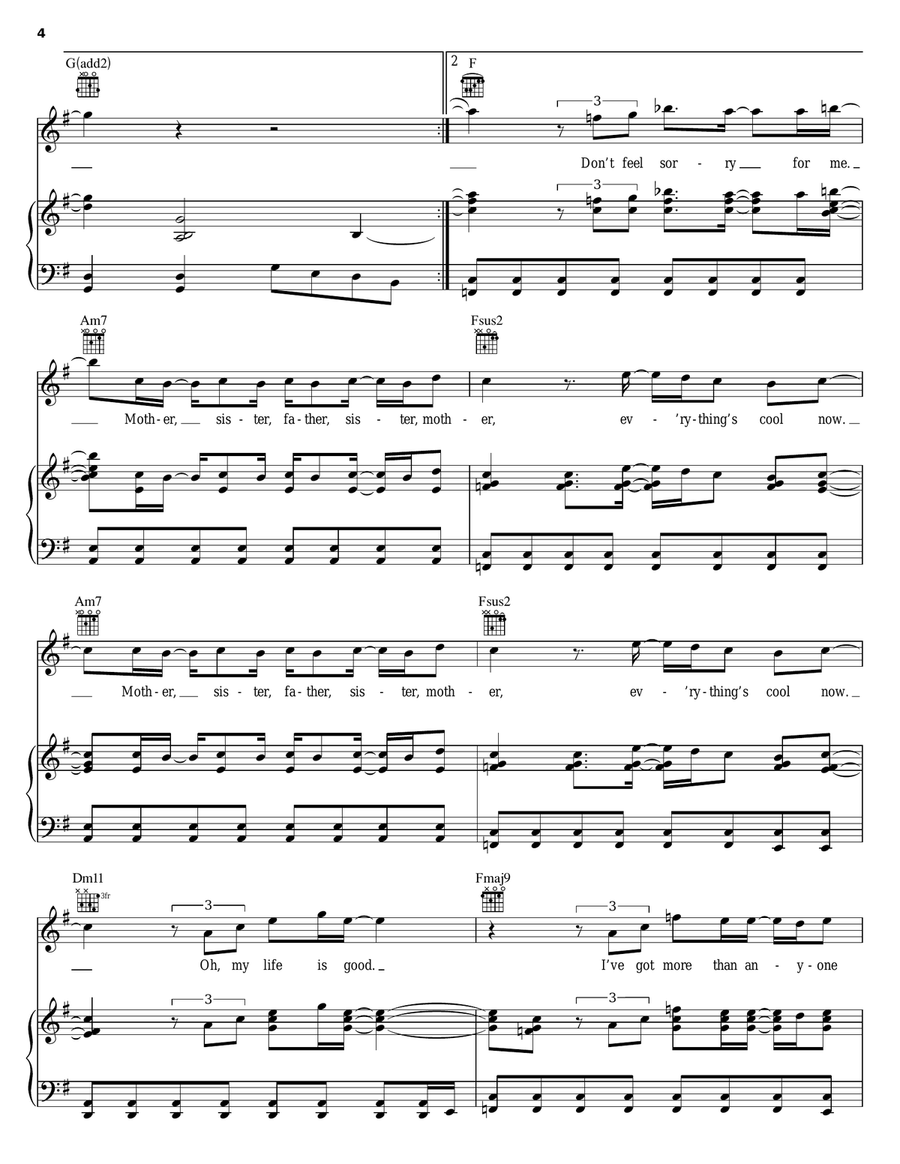 Shadow Piano, Vocal, Guitar scores gallery preview page 4