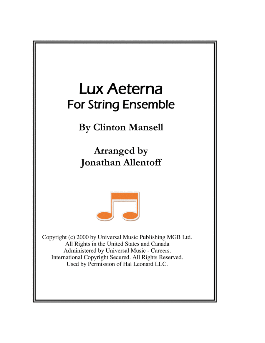 Lux Aeterna String Orchestra scores gallery preview page 1