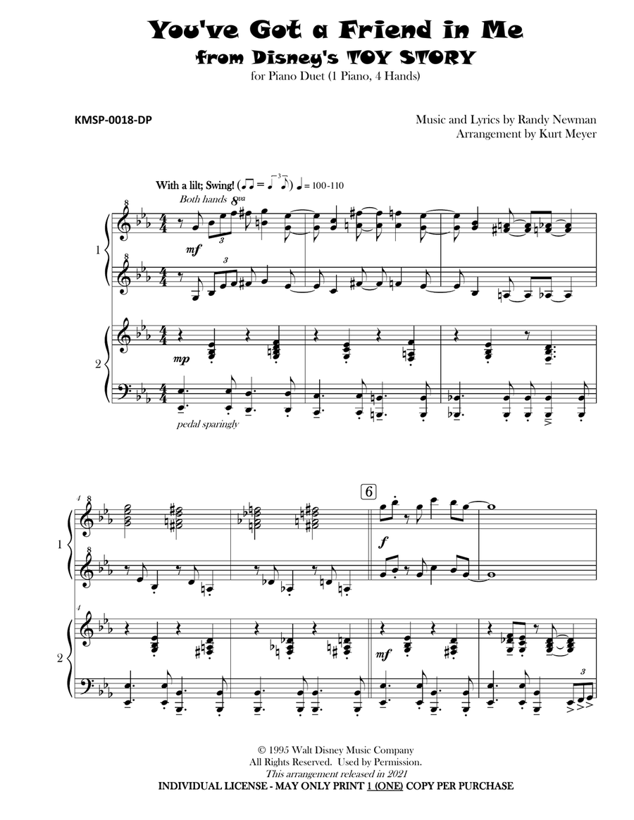 You've Got A Friend In Me 1 Piano, 4-Hands scores gallery preview page 2