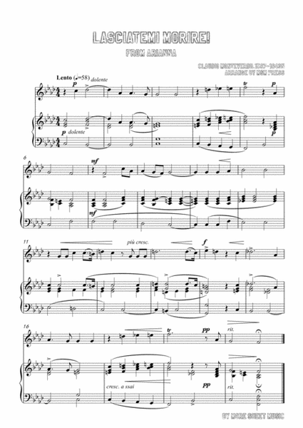 Monteverdi-Lasciatemi morire!, for Flute and Piano image number null