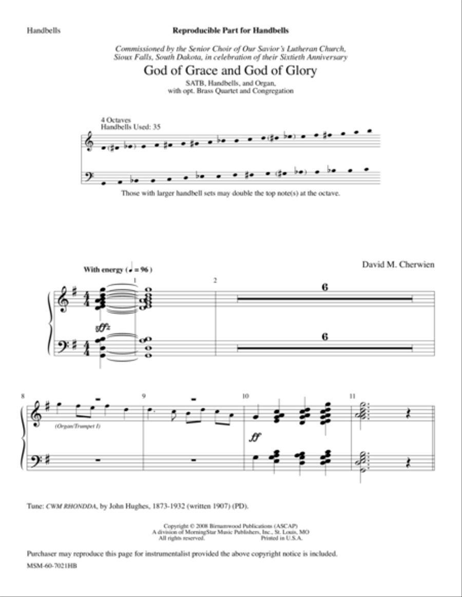 God of Grace and God of Glory (Downloadable Handbell Parts) Choir scores gallery preview page 1