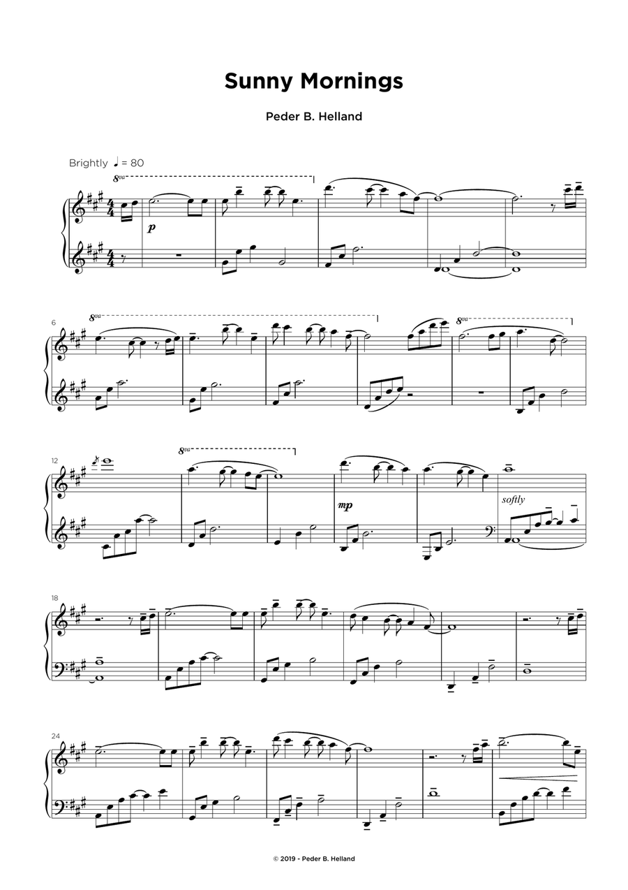 Sunny Mornings Easy Piano scores gallery preview page 1