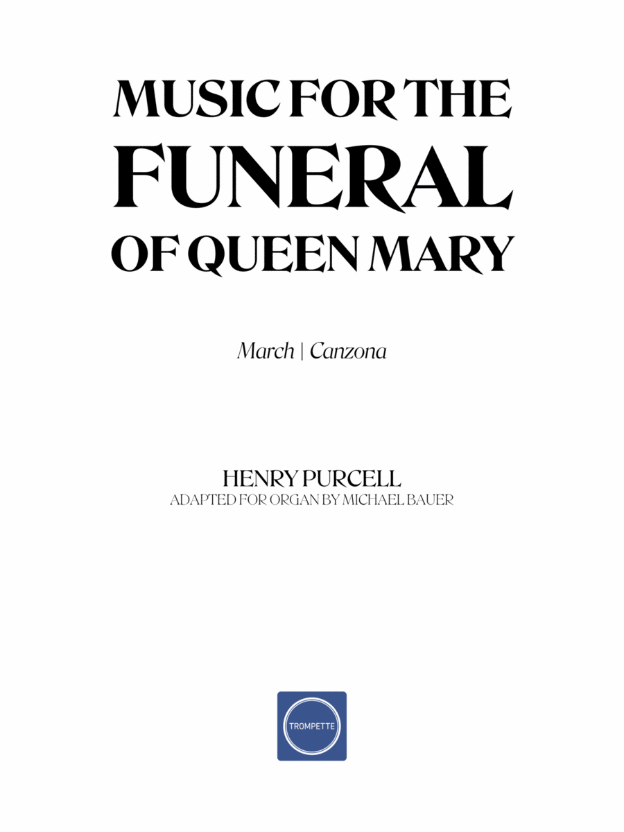 Music for the Funeral of Queen Mary - March and Canzona Organ Solo scores gallery preview page 1