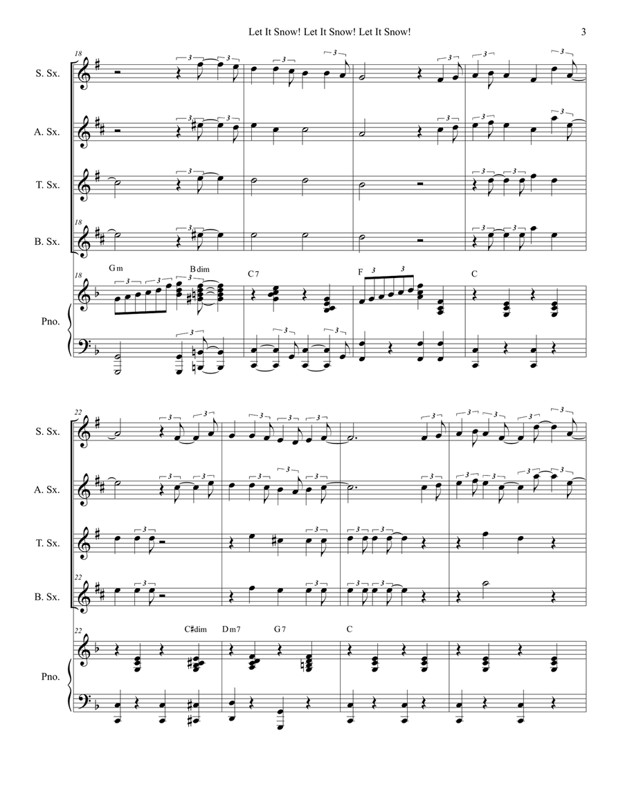 Let It Snow! Let It Snow! Let It Snow! Saxophone Quartet scores gallery preview page 3