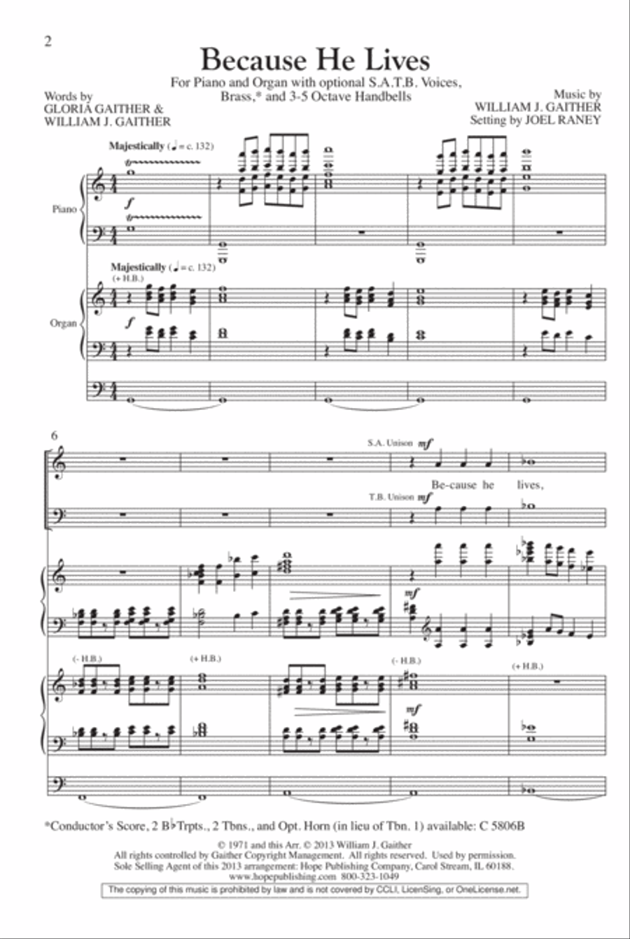Because He Lives (An Introit) 4-Part scores gallery preview page 3