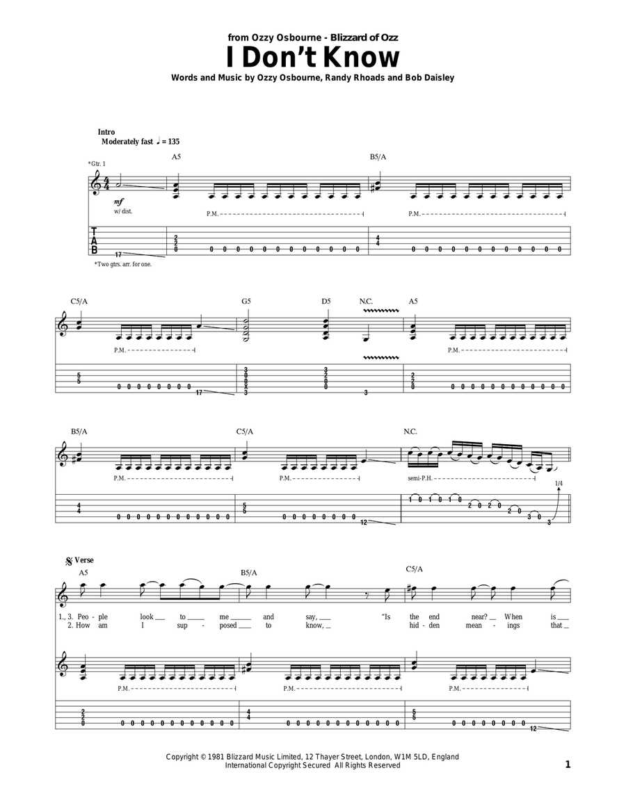 I Don't Know Acoustic Guitar scores gallery preview page 1