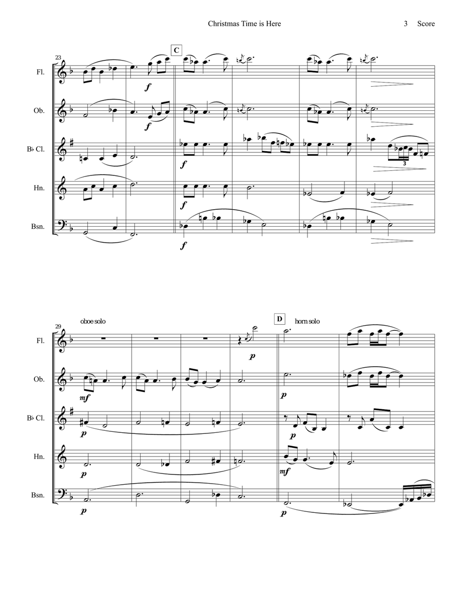 Christmas Time Is Here Christmas Time Is Here Woodwind Quintet scores gallery preview page 4