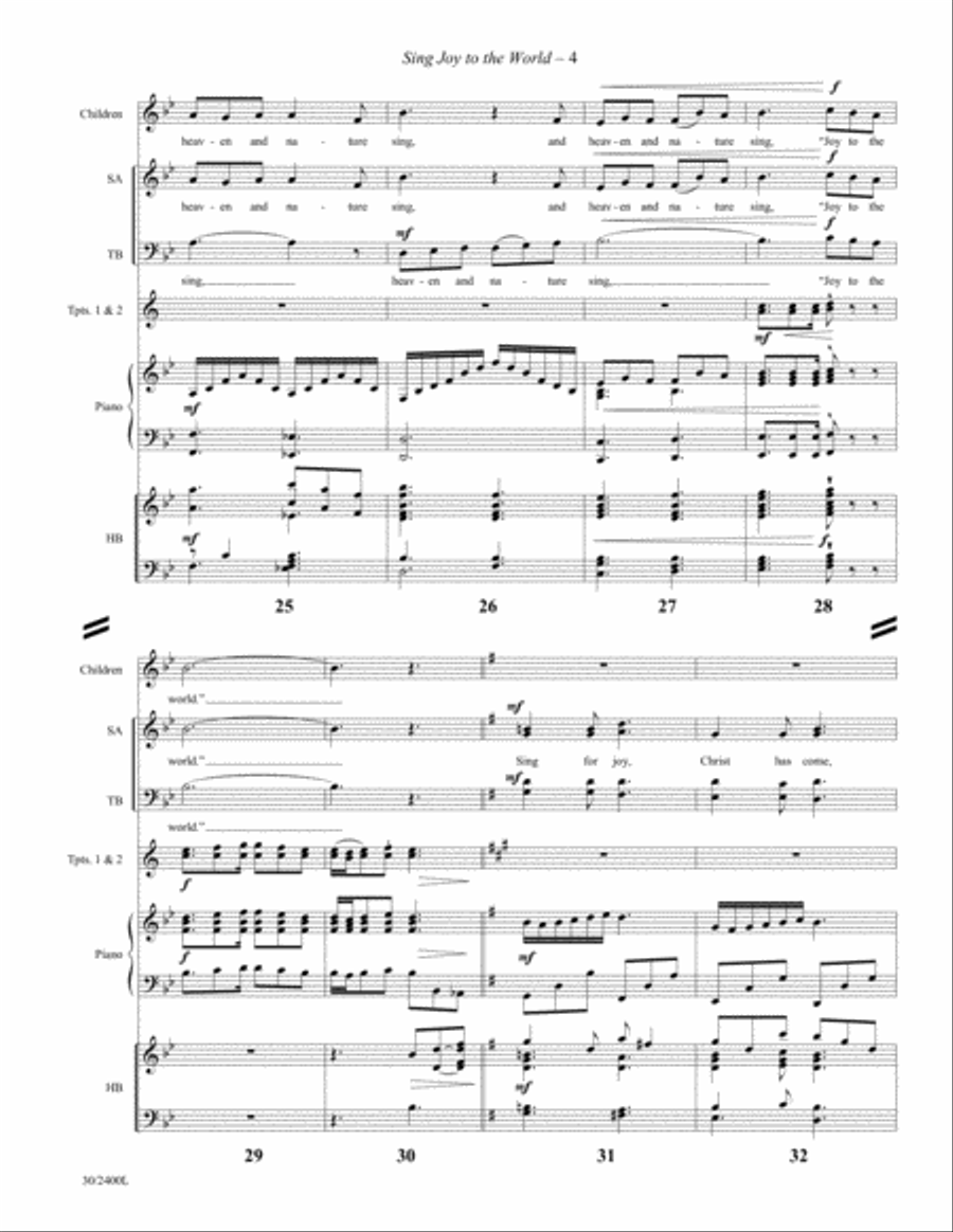 Sing Joy to the World - 2 Trumpets and Handbells (3 oct.) 3-Octaves scores gallery preview page 6