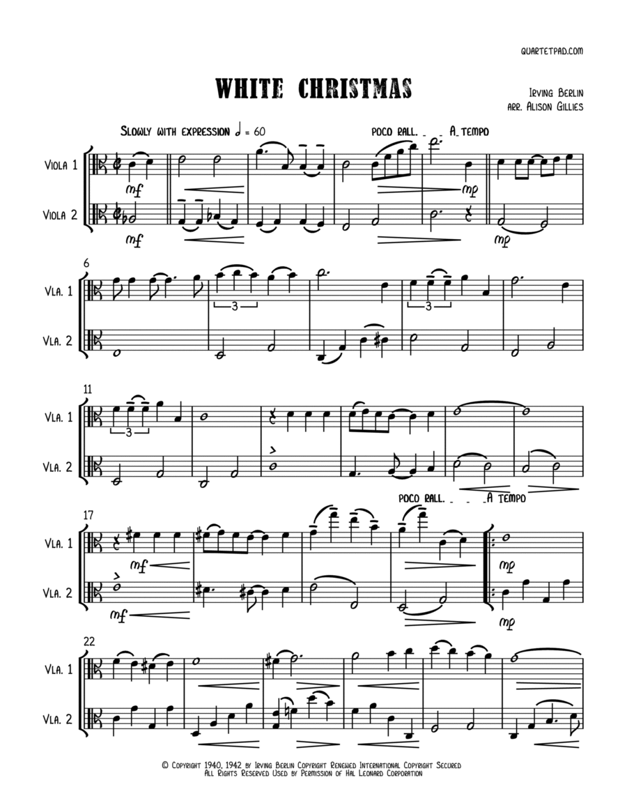 White Christmas String Duet scores gallery preview page 1