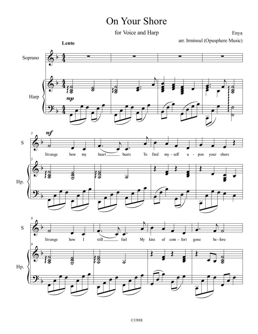 On Your Shore Piano, Vocal, Guitar scores gallery preview page 1