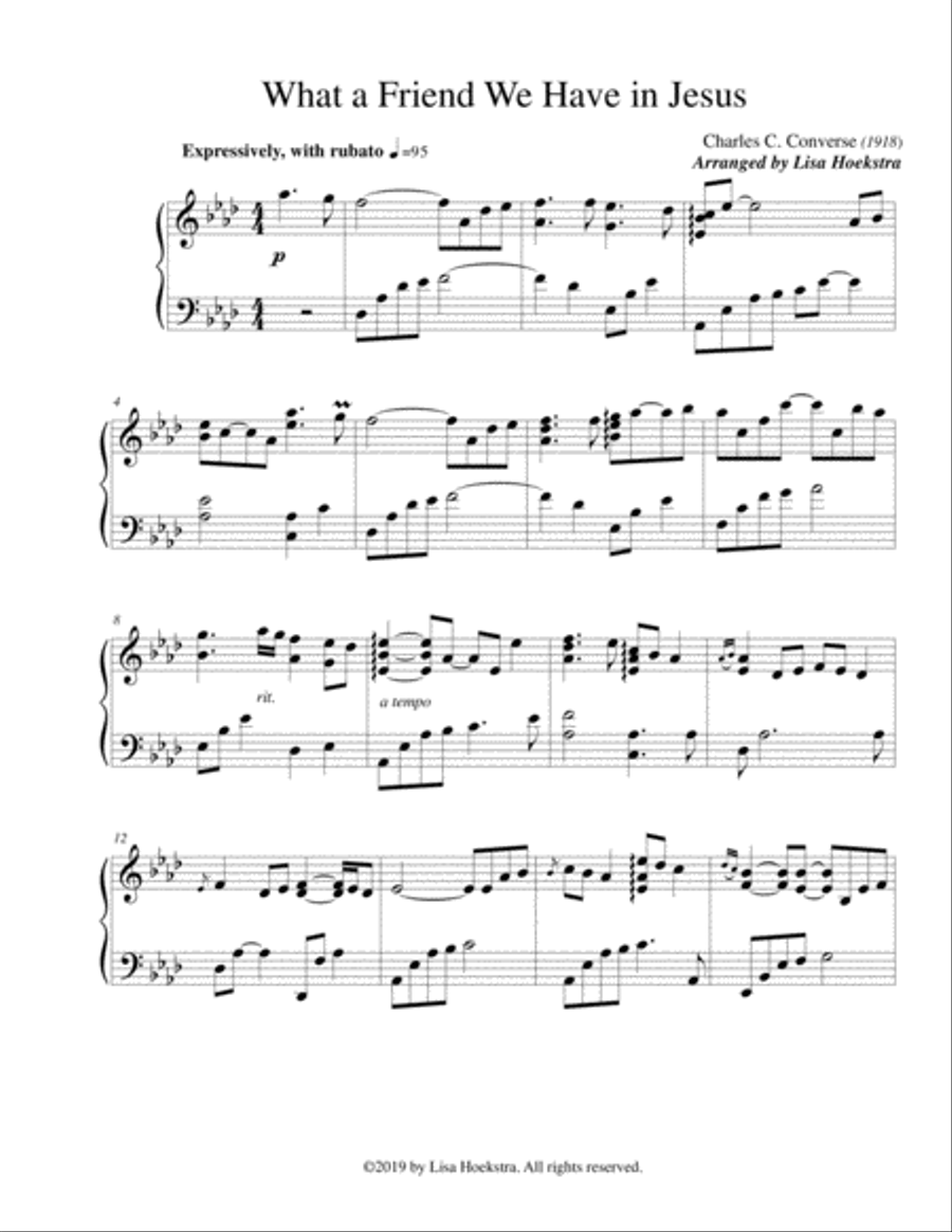 What a Friend We Have in Jesus Piano Solo scores gallery preview page 1