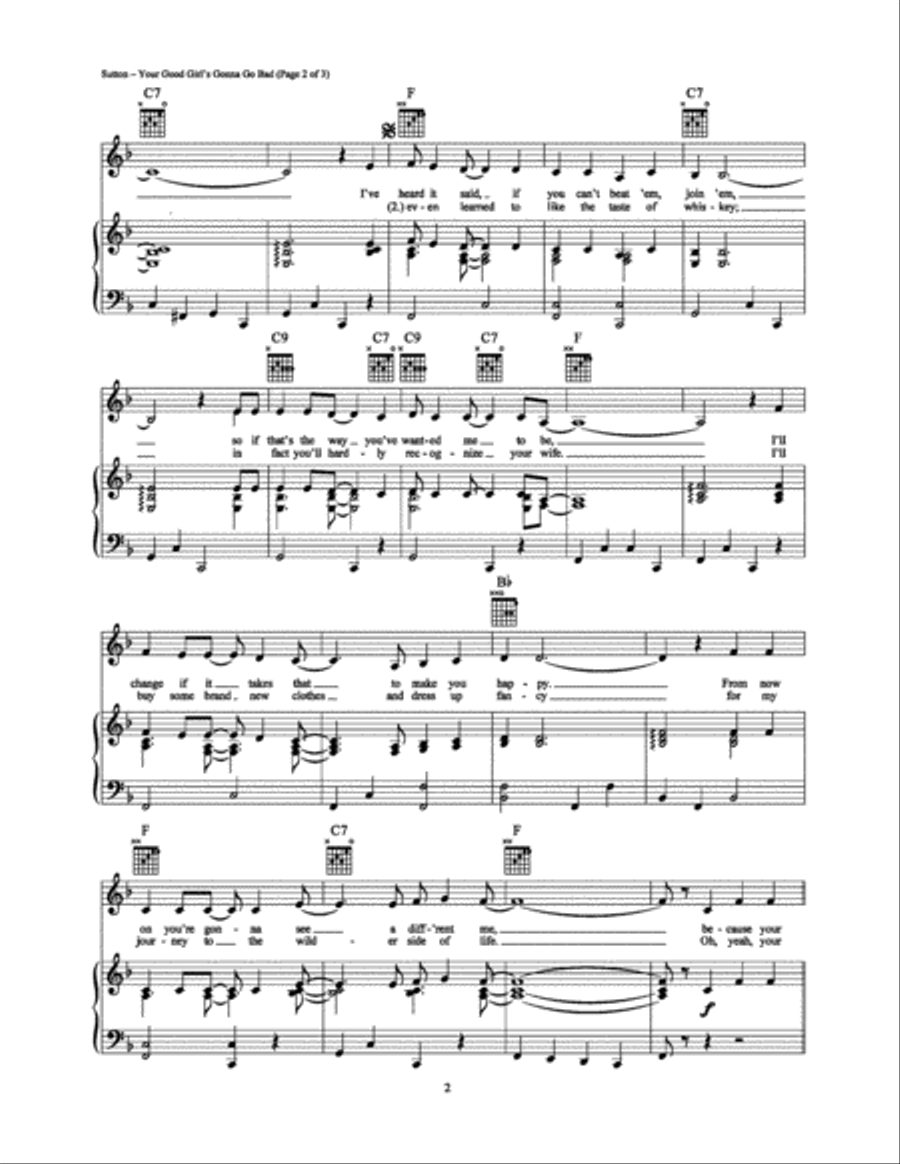 Your Good Girl's Gonna Go Bad Piano, Vocal, Guitar scores gallery preview page 2