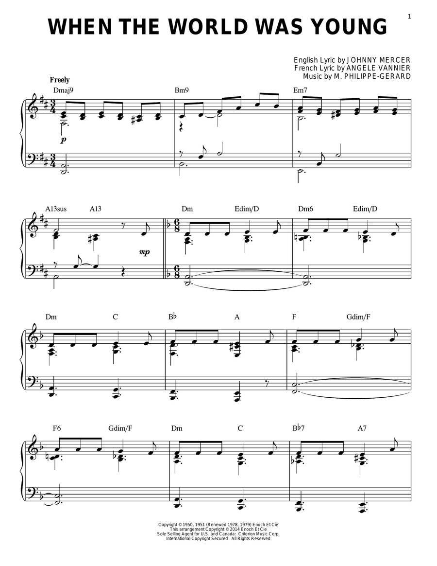 When The World Was Young [Jazz version] (arr. Brent Edstrom) Piano Solo scores gallery preview page 1