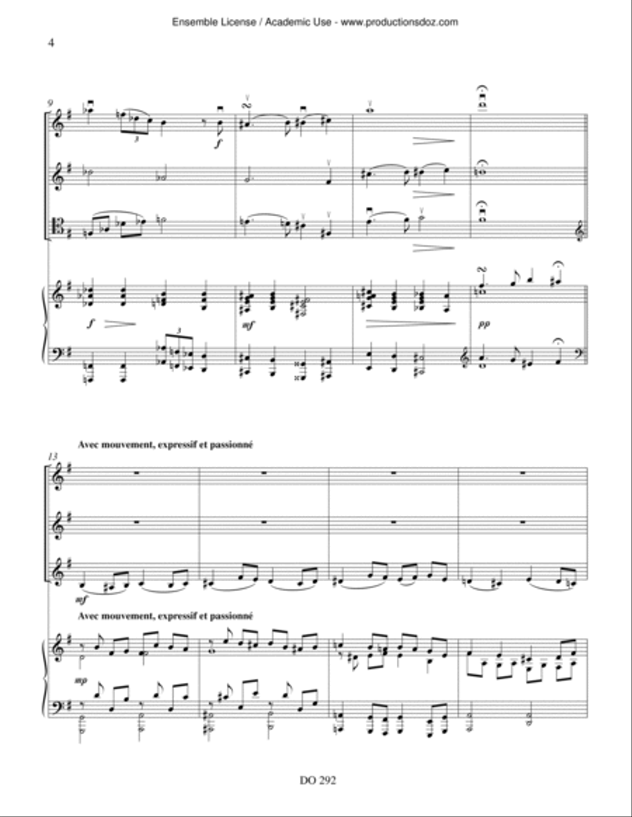 Quatuor (vln / vla / cello / pno) Cello scores gallery preview page 4