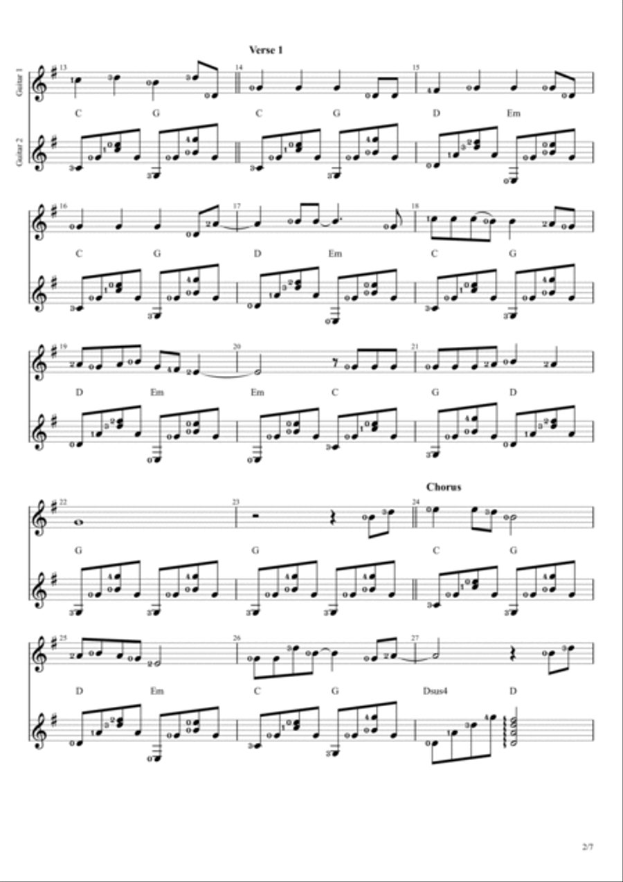 10,000 Reasons (Bless The Lord) Guitar Ensemble scores gallery preview page 2
