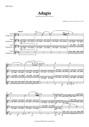 Andante from Piano Concerto No. 21 by Mozart for Tenor Sax Quartet