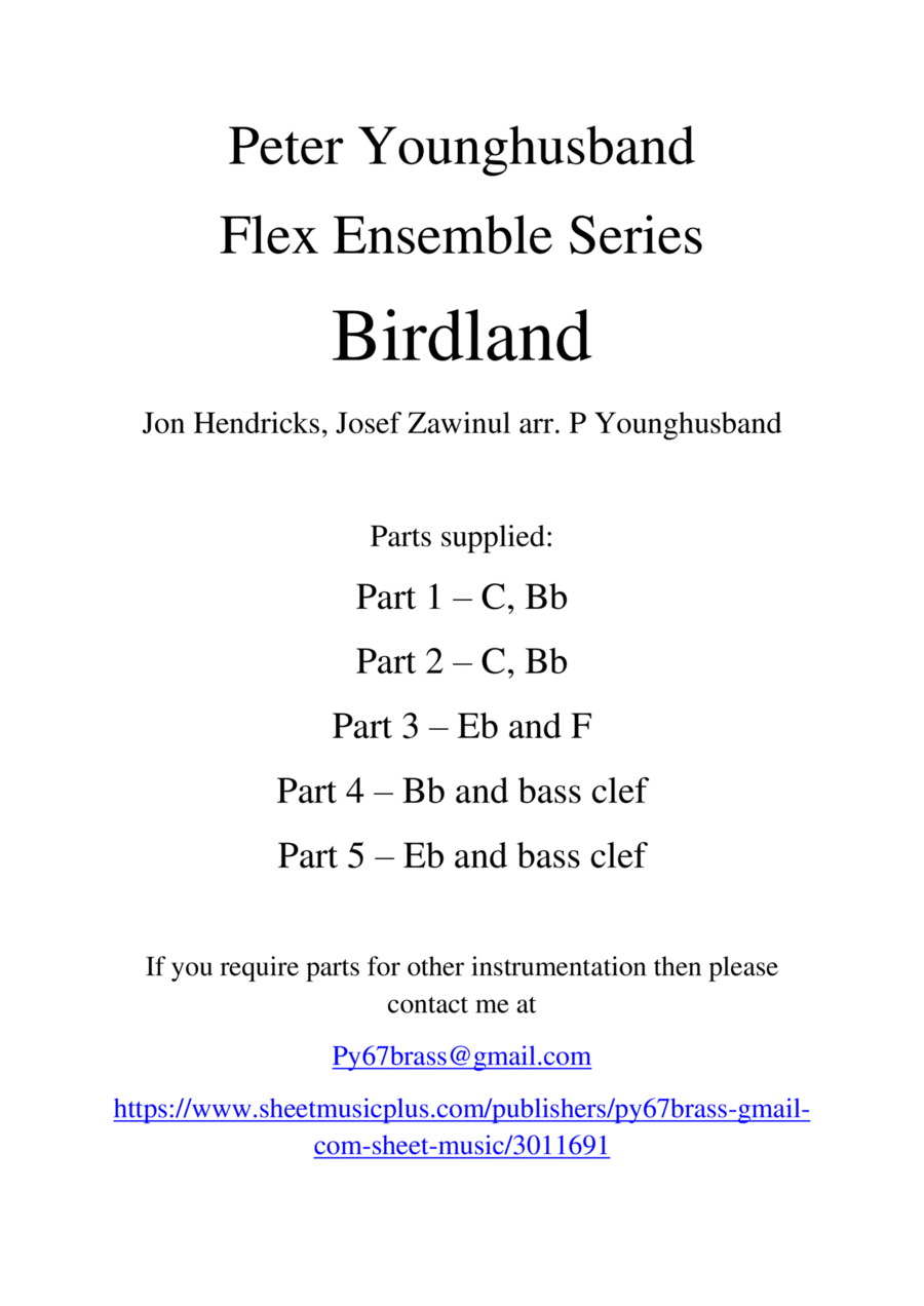 Birdland Birdland Bass Clarinet scores gallery preview page 1