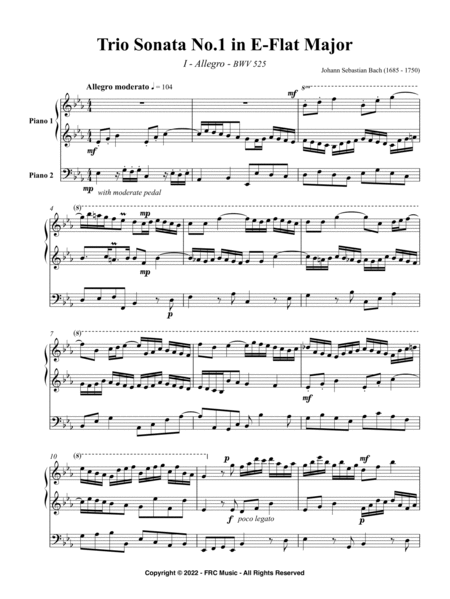 Bach: Trio Sonata No. 1 in E-Flat Major, BWV 525 - I. (Allegro moderato) image number null