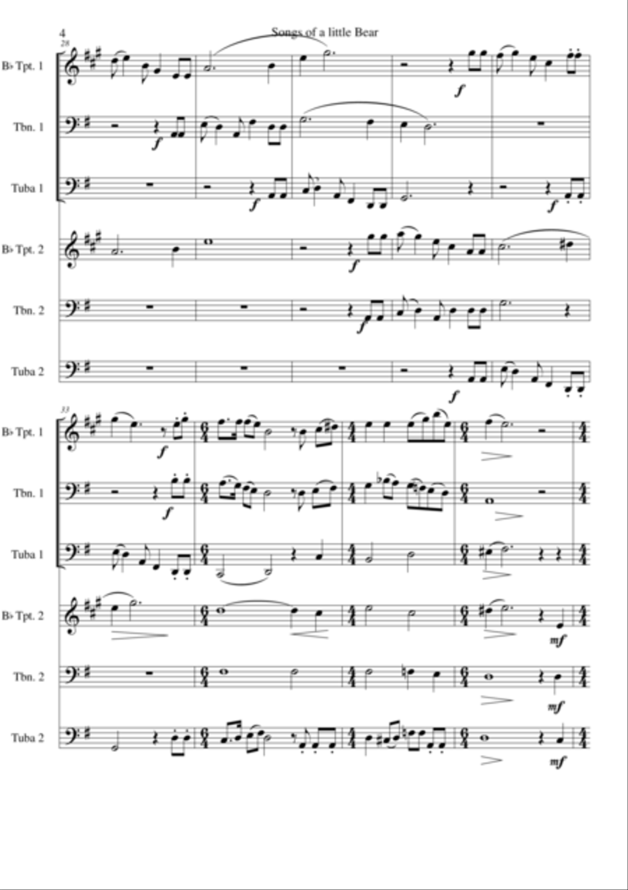 Songs of a little Bear for brass sextet Brass Ensemble scores gallery preview page 4