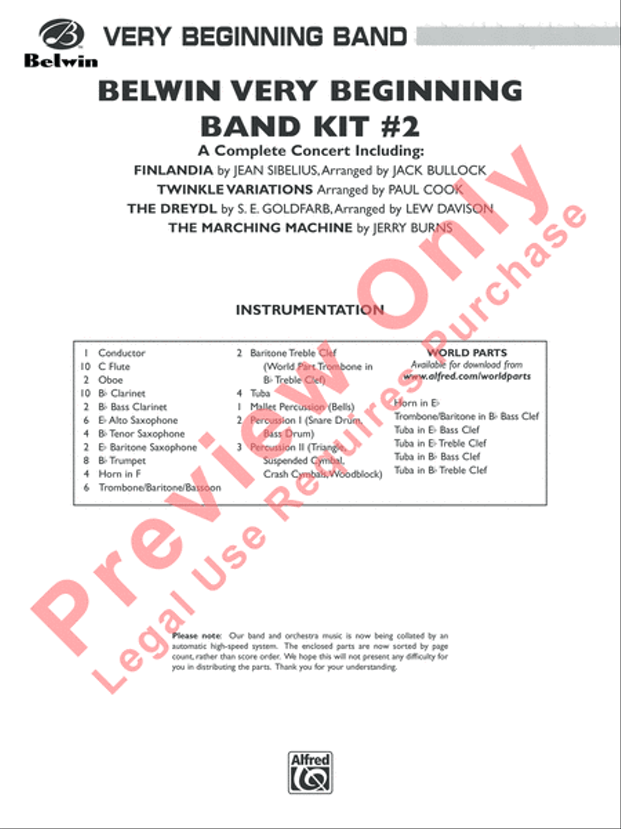 Belwin Very Beginning Band Kit #2 Concert Band scores gallery preview page 2