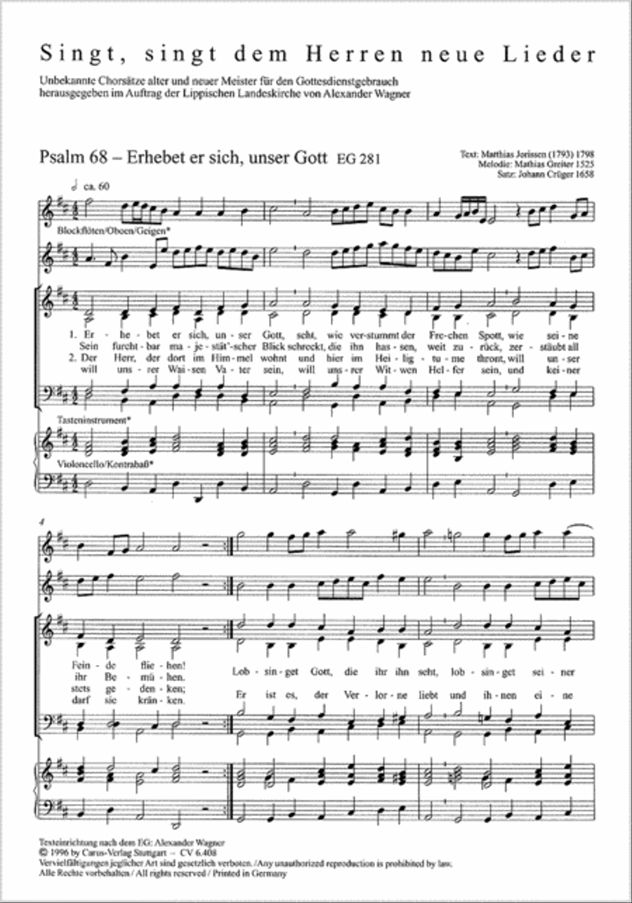 Cruger; Marx: Erhebet er sich, unser Gott Score scores gallery preview page 1