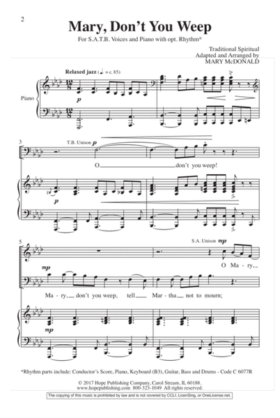 Mary, Don't You Weep-SATB image number null