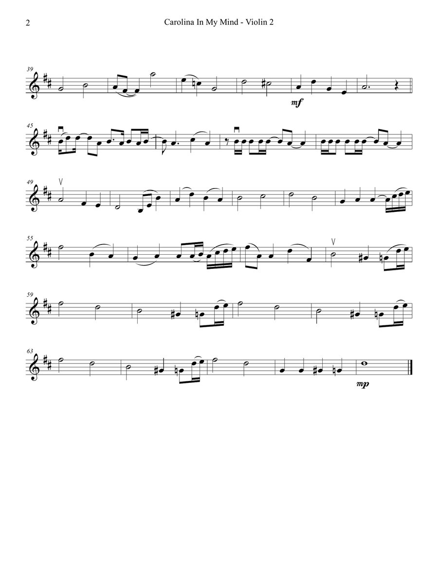Carolina In My Mind Carolina In My Mind String Quartet scores gallery preview page 4