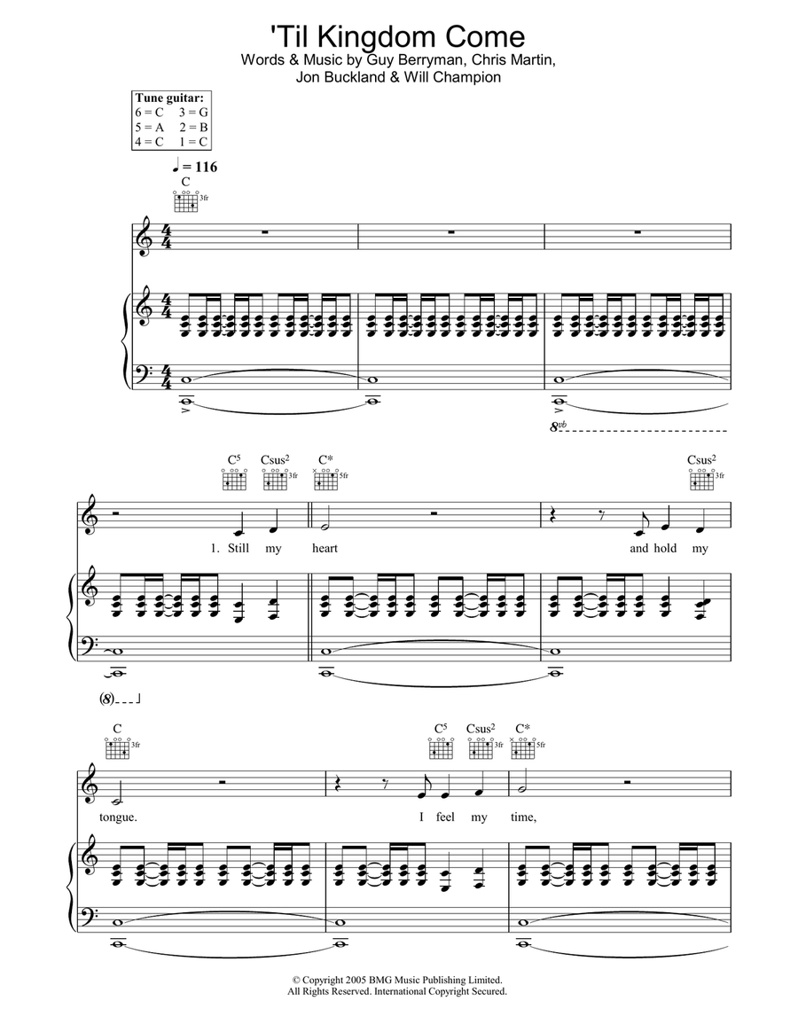 Til Kingdom Come Piano, Vocal, Guitar scores gallery preview page 1