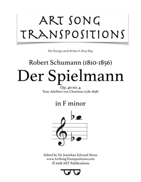 SCHUMANN: Der Spielmann, Op. 40 no. 4 (transposed to F minor)