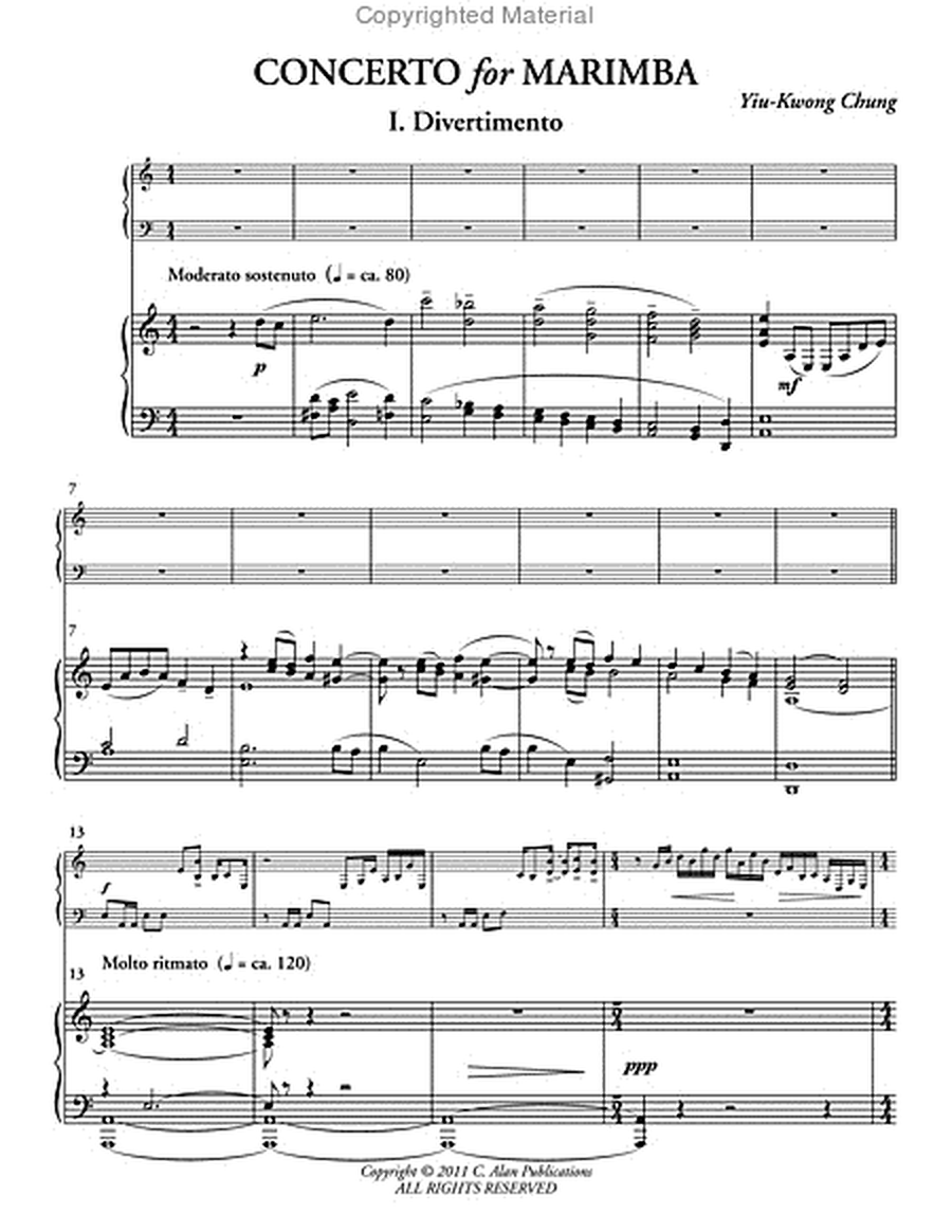 Concerto for Marimba & Wind Ensemble (piano reduction)