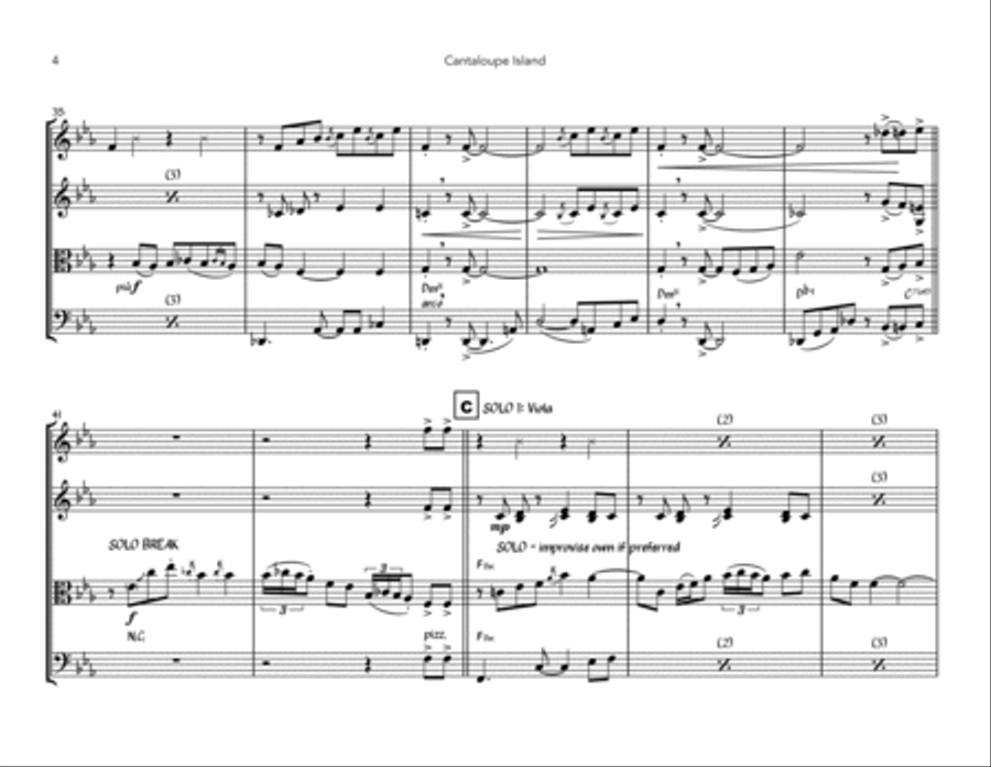 Cantaloupe Island String Quartet scores gallery preview page 4