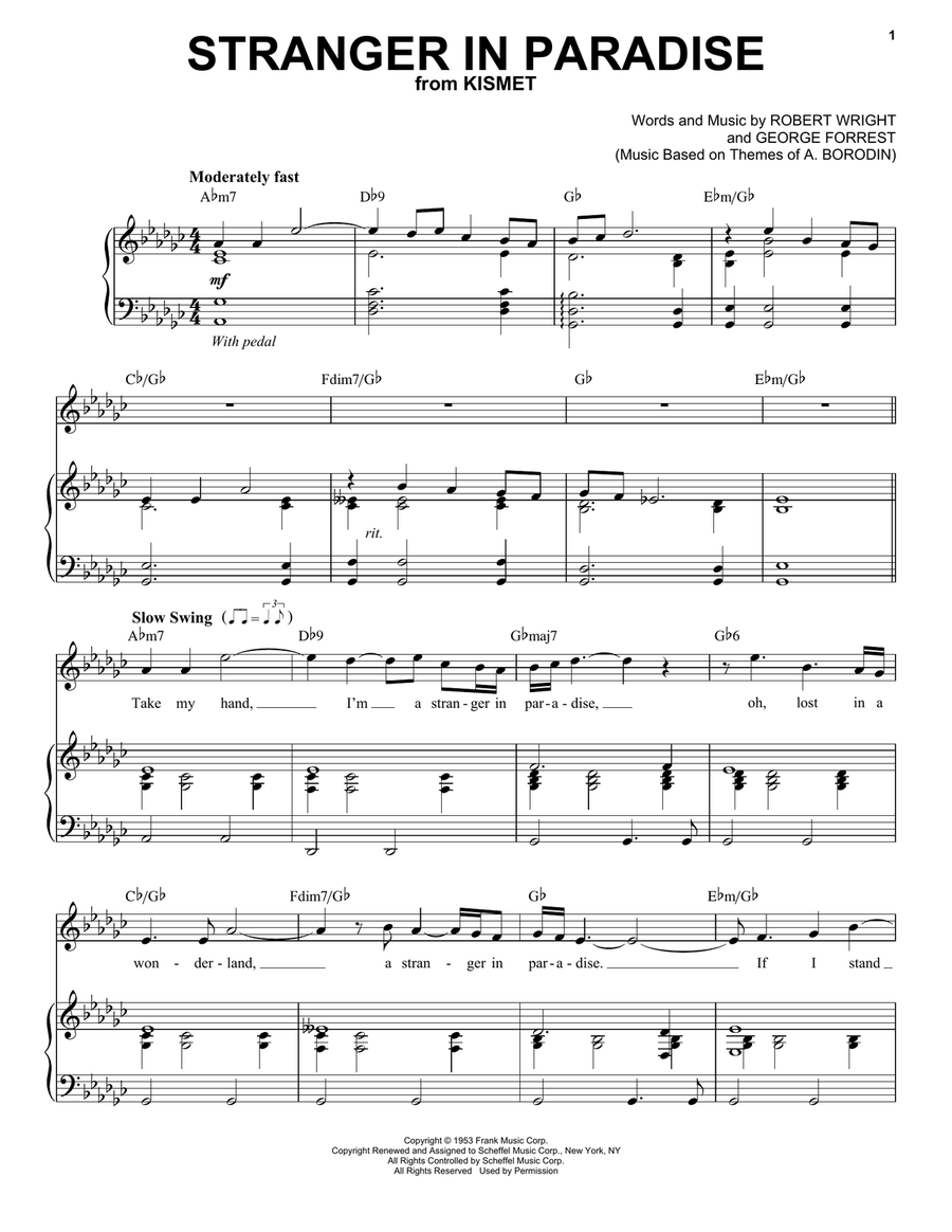 Stranger In Paradise Stranger In Paradise Voice scores gallery preview page 1