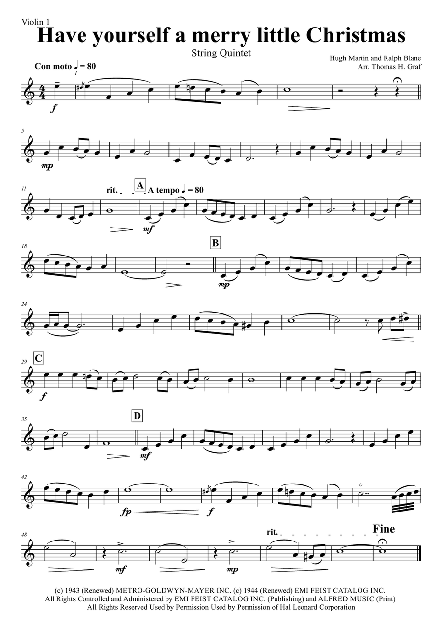 Have Yourself A Merry Little Christmas from MEET ME IN ST. LOUIS String Quartet scores gallery preview page 5