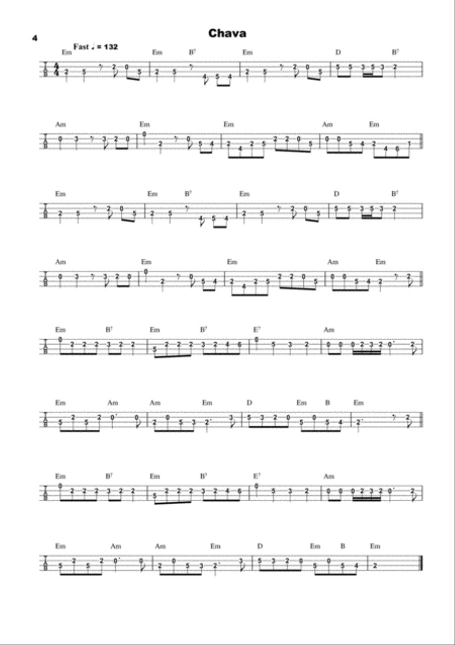 25 Klezmer Tunes, tab for 4 String Banjo in CGDA 4-String Banjo scores gallery preview page 4