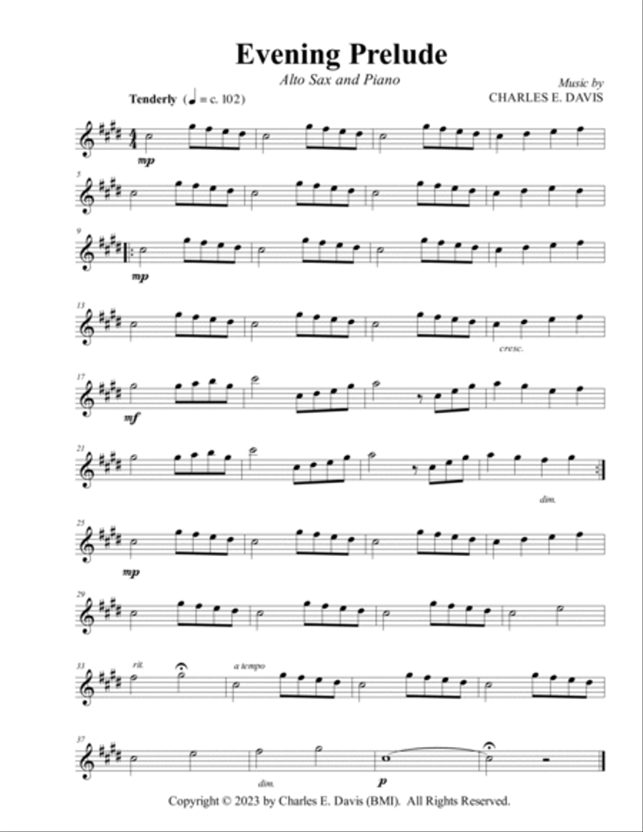 Evening Prelude - Alto Sax and Piano Alto Saxophone scores gallery preview page 3