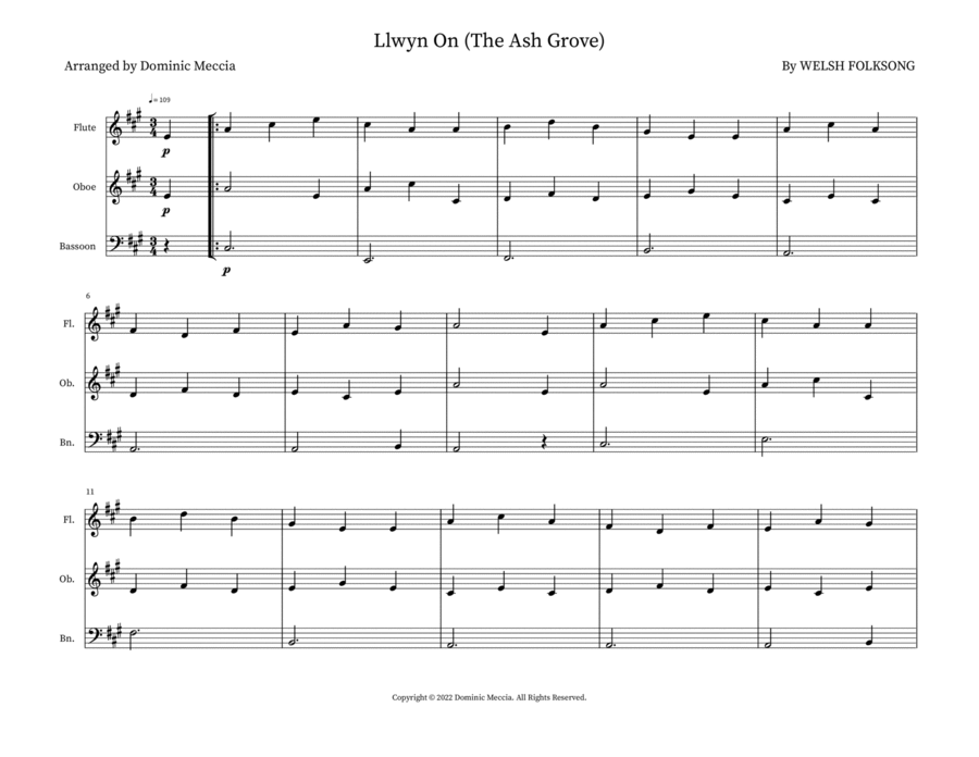Llwyn On (The Ash Grove) Llwyn On (The Ash Grove) Small Ensemble scores gallery preview page 1