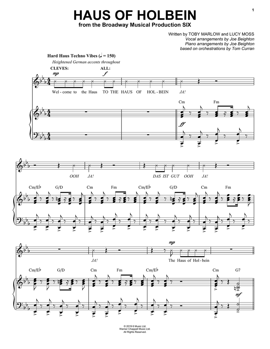 Haus Of Holbein (from Six: The Musical) Voice scores gallery preview page 1