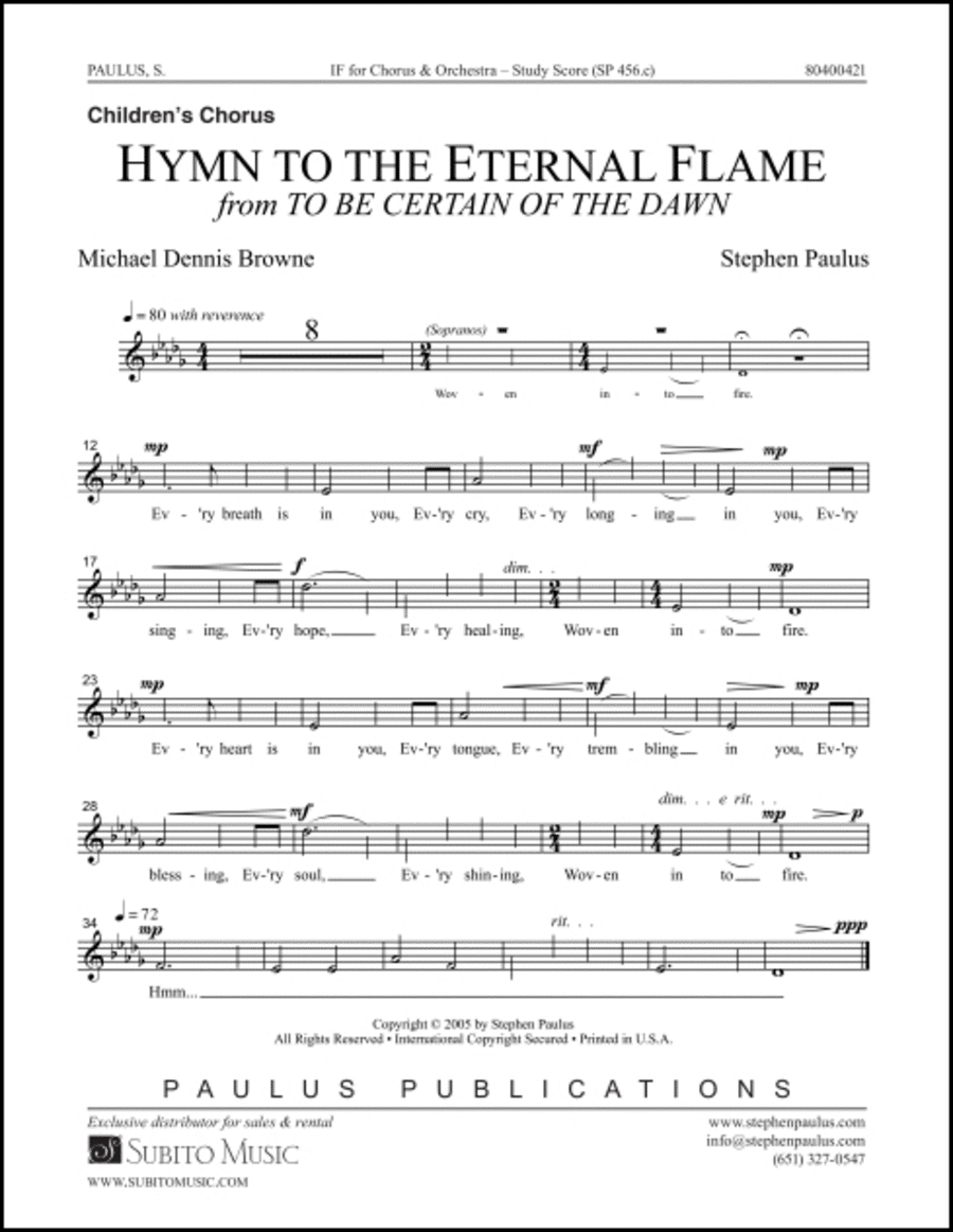 Hymn to the Eternal Flame - Children's Part