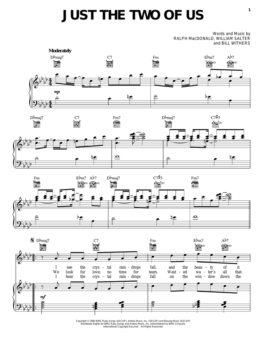 Just The Two Of Us Piano, Vocal, Guitar scores gallery preview page 1