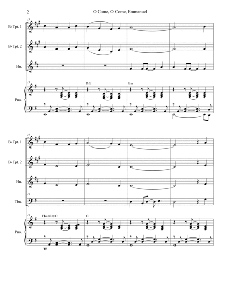 O Come, O Come, Emmanuel (with "O Come, Divine Messiah") (Brass Quartet and Piano) image number null