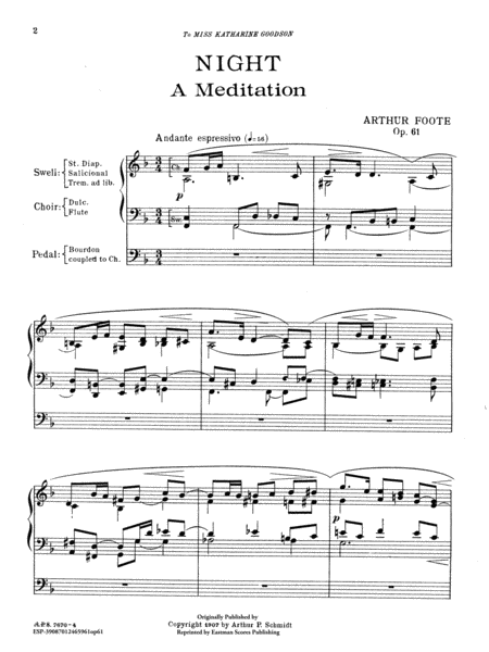 Night : a meditation for the organ, op. 61