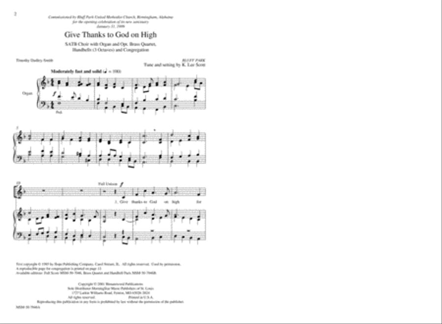 Give Thanks to God on High (Downloadable Choral Score)